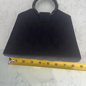 Chic 8” Black Mini Bag with Glossy Handles